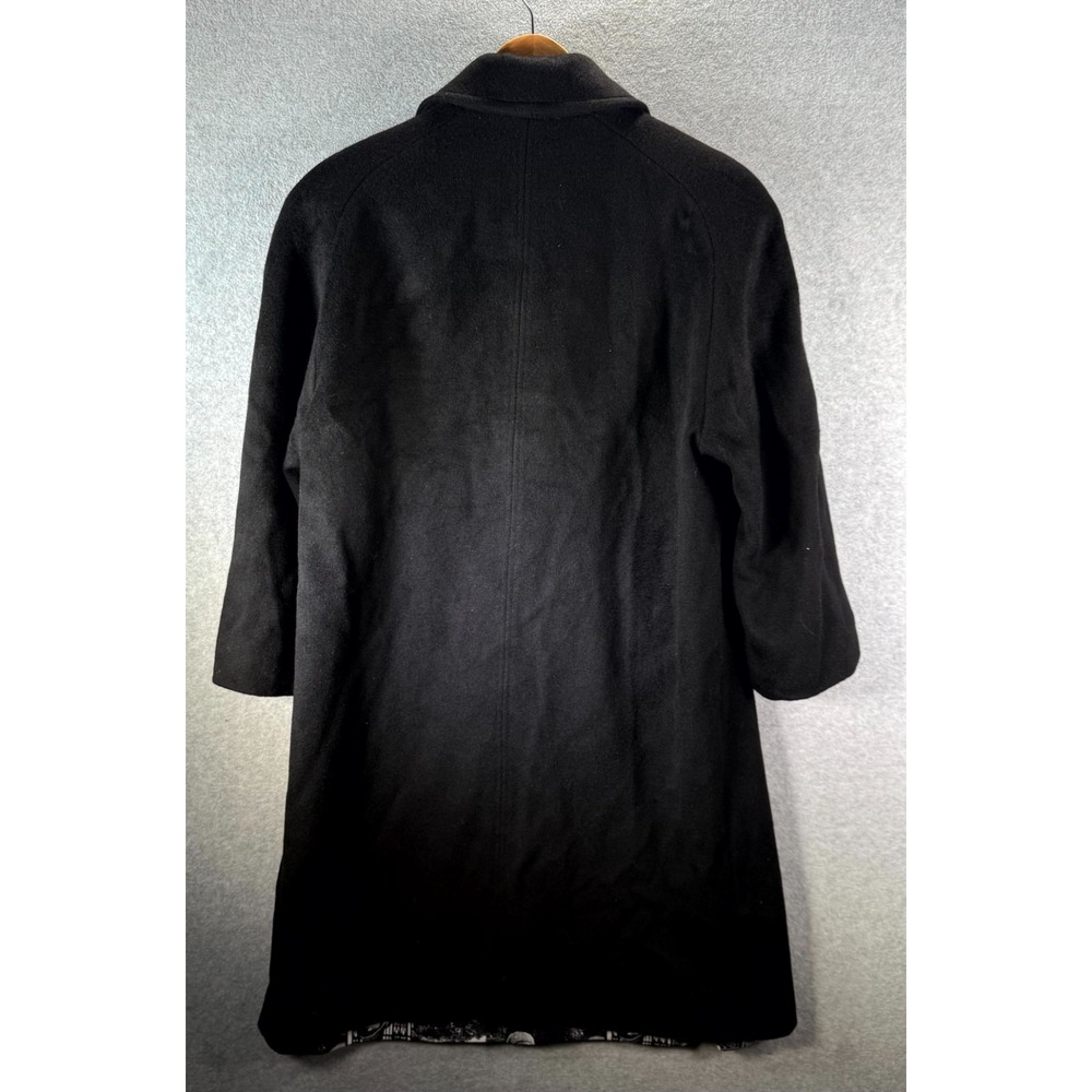 Alorna Long Coat Women's M/L Black Super Fine Wool Blend Collared Button Front - Picture 11 of 13